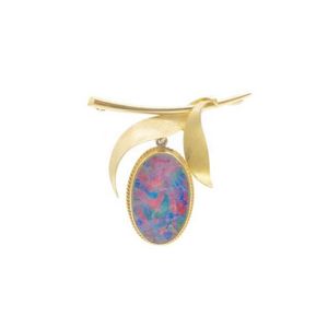 Australian Modernist opal doublet & 18ct gold brooch,… - Brooches ...