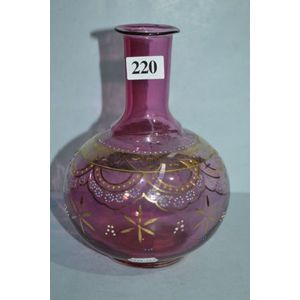 19th century ruby glass enamelled and gilded decanter, height…