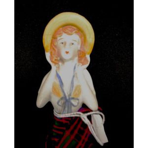 Vintage ceramic half doll crumb brush ceramic woman figure to…