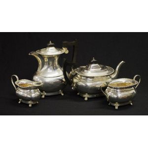 Four piece English silver plate tea & coffee set including:…