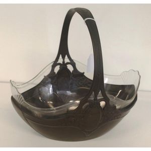 WMF Art Nouveau bronzed and glass fruit basket with original…