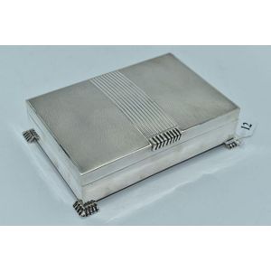 Streling silver cigarette box cedar lined on paw feet,…