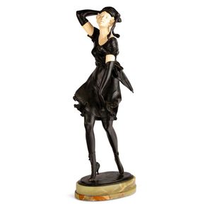 Bruno Zach (1891-1945), the umbrella girl c.1920s, bronze model…