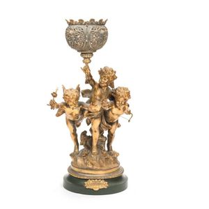 A French gilt bronze figure group titled 'Love's Victory' by…