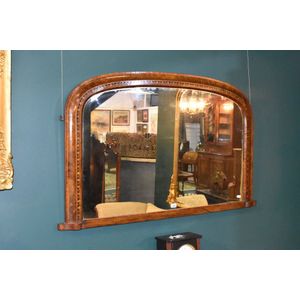 Overmantle mirror, burr walnut with inlaid frame