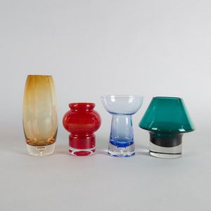 Set of Four Riihimaen Glass Vases in Various Colors - Scandinavian ...