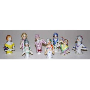 Collection eight various ceramic half dolls height 5 cm average…