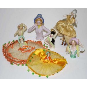 Collection seven various ceramic half dolls including 3 dressed…