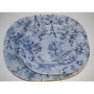 Two Victorian blue and white meat platters