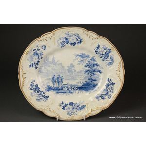 A rare turner plate, circa 1820-1825, the oval dish with a…