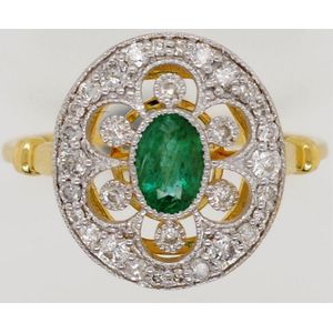 Emerald diamond 18ct gold ring With fret work gallery, mille… - Rings ...