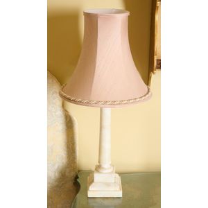 An alabaster table lamp, of classical columnar form, with a…