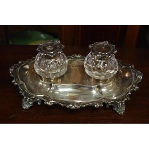 Victorian sterling silver 2 bottle ink stand hallmarked…