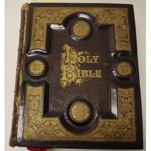 Victorian leather bound holy bible 'The Self-Interpreting holy…