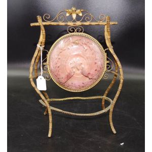 Antique brass framed crystal casket double sided circular…