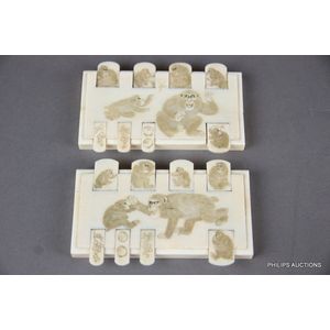 A pair of antique Japanese ivory whist Counters, Meiji period,…