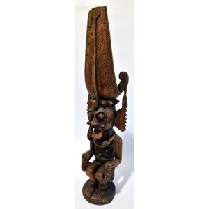 A carved wooden ancestral figure, adu siraha salawa, Nias…