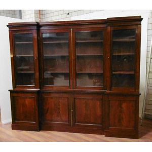 A fine Victorian flame mahogany four door inverted break front&hellip;