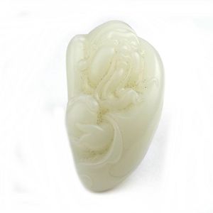 A Chinese white jade handling piece finely and softly carved&hellip;