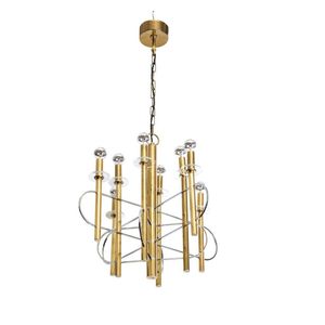 Gaetano Sciolari chandelier, gilt metal, polished chrome, Italy,…