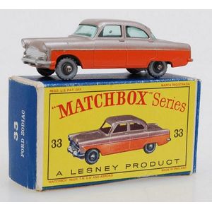 Matchbox 1-75 series 33A Ford Zodiac, metallic mauve with…