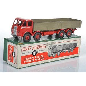 Dinky 501 Foden diesel 8-wheel wagon, 1st type cab, red cab,…