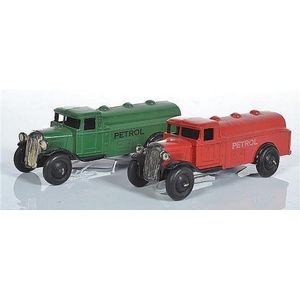 Two Dinky 25D petrol tank wagons, type 2 chassis, including one…