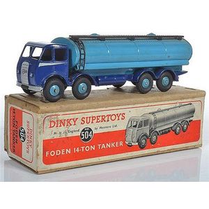 Dinky 504 Foden 14-ton tanker, 1st type cab, dark blue cab and…
