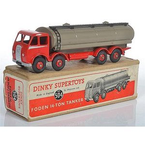 Dinky 504 Foden 14-ton tanker, 1st series red cab, chassis and…