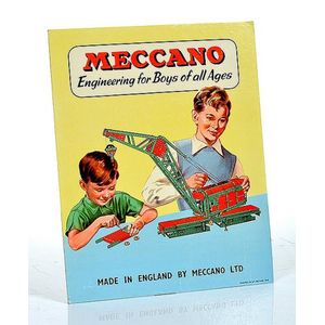 Meccano Engineering for Boys of all Ages' display card with…