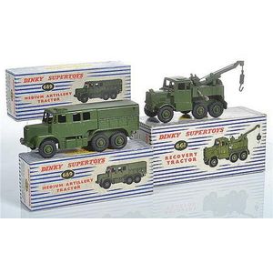 Two Dinky military vehicles, including 661 Recovery tractor;…