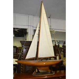 Antique English Victorian pond yacht on stand