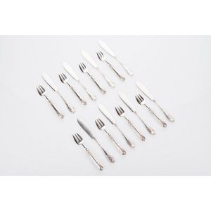 Silver dessert cutlery, mark of Faberge, with the Imperial…
