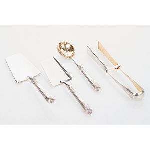 Silver serving pieces, mark of Faberge, with the Imperial…