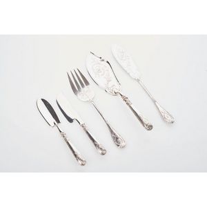 Silver serving pieces, mark of Faberge, with the Imperial…
