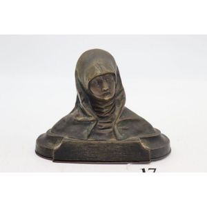 Bronze religious figural bust, heavy bronze bust with…