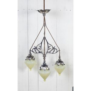 An important silvered brass and glass electrolier by W.A.S.…