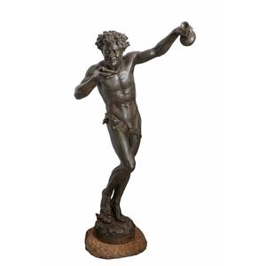 A cast iron life size statue of Bacchus, French late 19th…