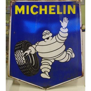 Vintage double sided Michelin enamel sign, 79.5 cm x 67 cm…