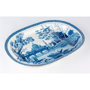 A large Spode 'Tiber' transfer pattern blue and white meat dish&hellip;