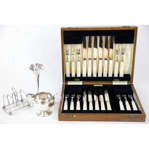 A miscellany of sterling silver wares and a Victorian part…