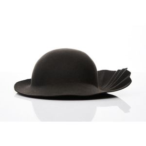 Felt hat slate grey with sculpted pleat brim, labelled 'Marie&hellip;