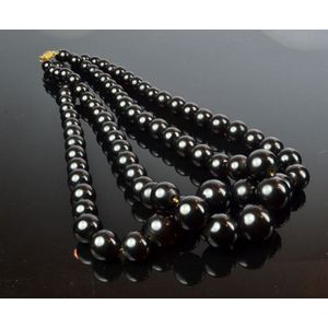 Black coral beads a double strand of round black coral beads&hellip;