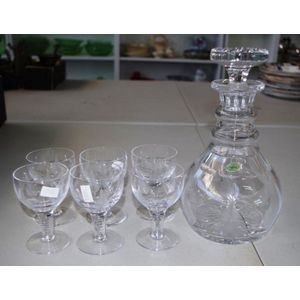 Seven piece Stuart Crystal liquor set comprising a decanter and…