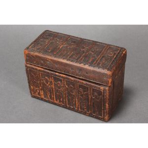 Continental leather bound cigarette box, of rectangular form,…