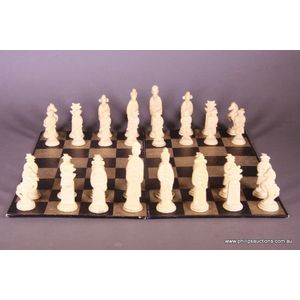 A vintage Chinese carved ivory chess set. Republic era, mid…