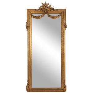 Louis Large Ornate Carved French Frame Wall Leaner Mirror Silver 35" x 69" 