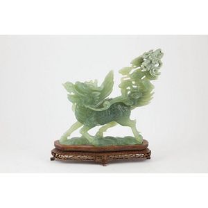 Dragon-Horse Jade Mythical Beast Sculpture - Jade - Oriental