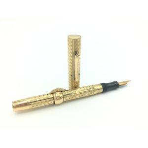Conklin crescent filler pen with gold filled overlay in chevron…