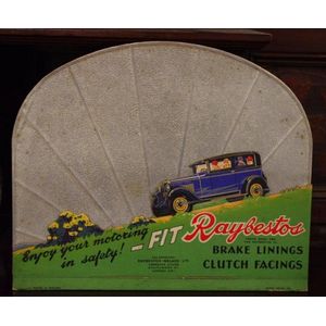 Original 1930s advertising showcard, Raybestos brake linings &…